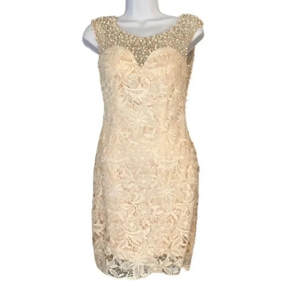 Prom Vienna pearl and lace dress, cream. low back, lined. Women’s Size 2 - Picture 1 of 11